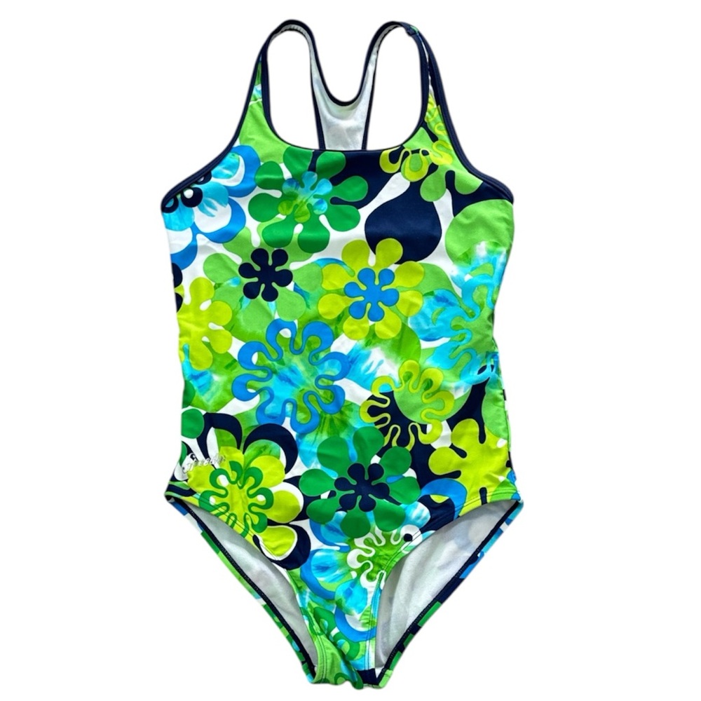 Speedo Green & Blue Floral Girl’s One-Piece Swimsuit